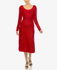 �z���C�g�}�[�N ���f�B�[�X �g�b�v�X �����s�[�X �Z�[�^�[ White Mark Women's Scoop Neck Fit and Flare Sweater Dress Red ���b�h