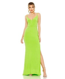 【送料無料】 マックダガル レディース ワンピース トップス Women's Ieena Rhinestone Embellished V-Neck Gown Apple green