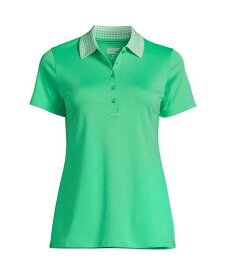 【送料無料】 ランズエンド レディース シャツ トップス Women's Supima Cotton Short Sleeve Polo Shirt Wintergreen gingham