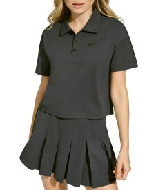 【送料無料】 ダナ キャラン ニューヨーク レディース ポロシャツ トップス Women's Tech Piqu&eacute; Short-Sleeve Cropped Polo Shirt black