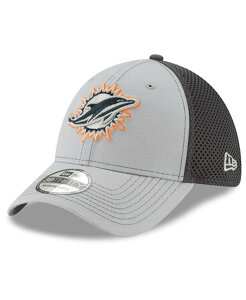 yz j[G Y Xq ANZT[ Men's Gray Graphite Miami Dolphins Primary Logo Grayed Out Neo 2 39THIRTY Flex Hat Gray Graphite