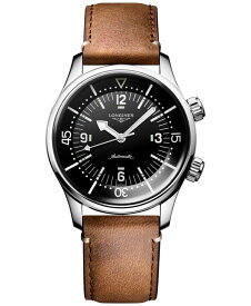 【送料無料】 ロンジン メンズ 腕時計 アクセサリー Men's Swiss Automatic Legend Diver Brown Leather Strap Watch 39mm No Color