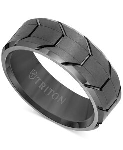 �g���g�� �����Y �A�N�Z�T���[ �����O Triton Men's Beveled Edge Tread Wedding Band in Gunmetal Gray Tungsten Carbide Gray �O���[