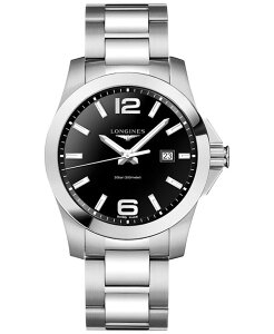 �����W�� �����Y �A�N�Z�T���[ �r���v T�V���c Longines Men's Conquest Stainless Steel Bracelet Watch 43mm L37604566 No Color