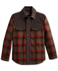 【送料無料】 ペンドルトン メンズ ジャケット・ブルゾン アウター Men's Timberline Mixed-Media Plaid Water-Resistant Shirt Jacket Red/olive Plaid