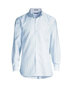 �����Y�G���h �����Y �g�b�v�X �V���c �I�b�N�X�t�H�[�h Lands' End Men's Pattern No Iron Supima Oxford Dress Shirt Bayshore blue stripe �u���[