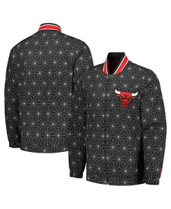 X^[^[ Y AE^[ WPbgEu] Te WPbg Starter Men's Black Chicago Bulls In-Field Play Fashion Satin Full-Zip Varsity Jacket Black ubN