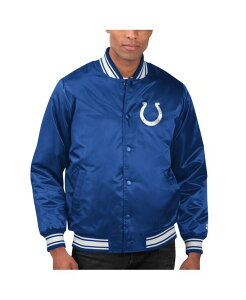 X^[^[ Y AE^[ WPbgEu] Te WPbg Starter Men's Royal Indianapolis Colts Locker Room Satin Varsity Full-Snap Jacket Royal