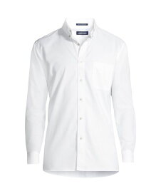 【送料無料】 ランズエンド メンズ シャツ トップス Men's Tall Traditional Fit Solid No Iron Supima Oxford Dress Shirt White