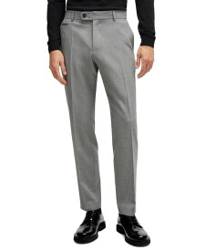 【送料無料】 ヒューゴボス メンズ カジュアルパンツ ボトムス Men's Crease-Resistant Slim-Fit Trousers Silver