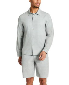【送料無料】 ケネスコール メンズ ジャケット・ブルゾン アウター Men's 4-Way Stretch Water-Resistant Printed Seersucker Shirt Jacket Grey