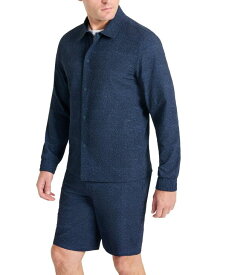 【送料無料】 ケネスコール メンズ ジャケット・ブルゾン アウター Men's 4-Way Stretch Water-Resistant Printed Seersucker Shirt Jacket Navy