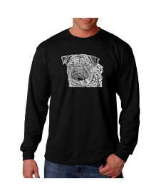 【送料無料】 エルエーポップアート メンズ Tシャツ トップス Men's Word Art Long Sleeve T-Shirt - Pug Face Black