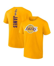 【送料無料】 ファナティクス メンズ Tシャツ トップス Men's LeBron James Gold Los Angeles Lakers Playmaker Name and Number T-shirt Gold