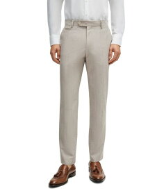 【送料無料】 ヒューゴボス メンズ カジュアルパンツ ボトムス Men's Micro-Patterned Slim-Fit Trousers Medium Beige