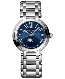 【送料無料】 ロンジン レディース 腕時計 アクセサリー Women's Swiss PrimaLuna Moon Phase Stainless Steel Bracelet Watch 31mm Blue