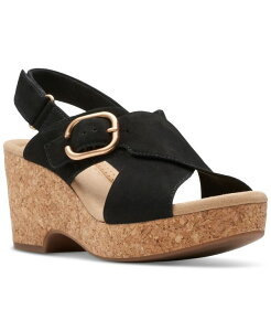 N[NX fB[X V[Y T_ Clarks Women's Giselle Dove Wedge Sandals Black Nubuck ubN