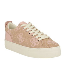 【送料無料】 ゲス レディース スニーカー シューズ Women's Giaa Platform Court Sneakers Beige Pink Logo - Textile Faux Leather