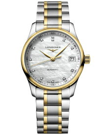 【送料無料】 ロンジン レディース 腕時計 アクセサリー Women's Swiss Automatic Master Diamond (1/20 ct. t.w.) 18k Gold & Stainless Steel Bracelet Watch 34mm Stainless Steel