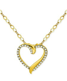 【送料無料】 ジャーニ ベルニーニ レディース ネックレス・チョーカー・ペンダントトップ アクセサリー Cubic Zirconia Open Heart Pendant Necklace in Sterling Silver 16" + 2" extender Gold over Silver