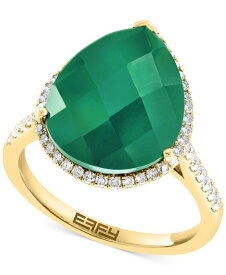 【送料無料】 エフィー レディース リング アクセサリー EFFY&reg; Green Onyx (7-5/8 ct. t.w.) & Diamond (3/8 ct. t.w.) Pear Halo Ring in 14k Gold 14K Gold