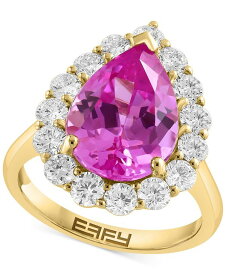 【送料無料】 エフィー レディース リング アクセサリー EFFY&reg; Lab Grown Pink Sapphire (6-3/8 ct. t.w) & Lab Grown Diamond (1-1/3 ct. t.w.) Halo Ring in 14k Gold Yellow Gold