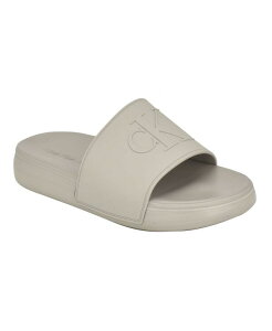 JoNC Y V[Y T_ Light Gray Calvin Klein Men's Wiston Pool Slip-On Flat Slides