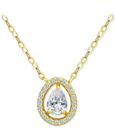 【送料無料】 ジャーニ ベルニーニ レディース ネックレス・チョーカー・ペンダントトップ アクセサリー Cubic Zirconia Pear Halo Pendant Necklace in 18k Gold-Plated Sterling Silver 16" + 2" Gold