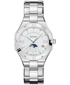 【送料無料】 バルマン レディース 腕時計 アクセサリー Women's Swiss Be Balmain Moonphase Diamond (1/20 ct. t.w.) Stainless Steel Bracelet Watch 33mm Silver