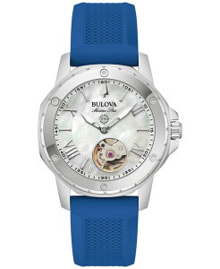 uo fB[X ANZT[ rv Bulova Women's Automatic Marine Star Blue Silicone Strap Watch 35mm Blue u[
