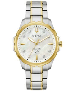 uo fB[X ANZT[ rv TVc Bulova Women's Marine Star Diamond Accent Two-Tone Stainless Steel Bracelet Watch 36mm Two-tone