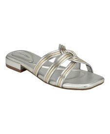 【送料無料】 カルバンクライン レディース サンダル シューズ Women's Tianela Flat Strappy Dress Sandals Silver- Manmade