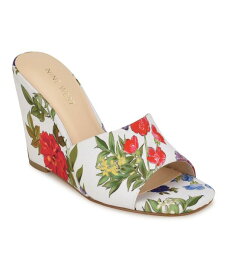 【送料無料】 ナインウェスト レディース サンダル シューズ Women's Niya Square Toe Slip-On Wedge Dress Sandals White Garden Print Multi- Textile