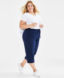 【送料無料】 スタイルアンドコー レディース カジュアルパンツ ボトムス Plus Size Knit Pull-On Capri Pants Industrial Blue