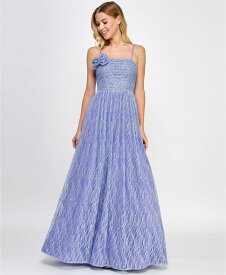 【送料無料】 シティー スタジオ レディース ワンピース トップス Juniors' Rosette Glitter Tulle Gown Periwinkle/Silver