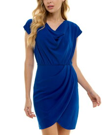 【送料無料】 シティー スタジオ レディース ワンピース トップス Juniors' Drape-Neck Faux-Wrap Short-Sleeve Dress Cobalt Blue