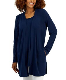 【送料無料】 ジェイエムコレクション レディース シャツ トップス Women's Solid Knit Cardigan Intrepid Blue