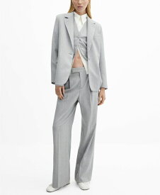 【送料無料】 マンゴ レディース ジャケット・ブルゾン ブレザー アウター Women's Pinstripe Suit Blazer Medium Heather Gray