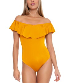 【送料無料】 トリーナターク レディース 上下セット 水着 Women's Monaco Off-The-Shoulder Ruffled One-Piece Swimsuit Mellow Yellow