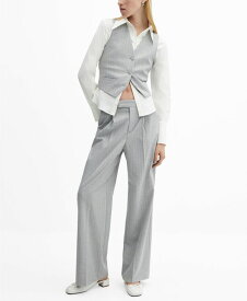 【送料無料】 マンゴ レディース ジャケット・ブルゾン アウター Women's Pinstriped Suit Vest Medium Heather Gray