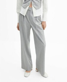 【送料無料】 マンゴ レディース カジュアルパンツ ボトムス Women's Pinstripe Suit Pants Medium Heather Gray