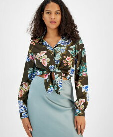 【送料無料】 ゲス レディース シャツ トップス Women's ECO LONG SLEEVE BOWED JUN SHIRT Hanoi Green Floral Print