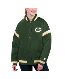 【送料無料】 スターター レディース ジャケット・ブルゾン アウター Women's Green Green Bay Packers Tournament Full-Snap Varsity Jacket Green