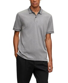 【送料無料】 ヒューゴボス メンズ ポロシャツ トップス Men's Contrast Tipping Polo Shirt Medium Gray