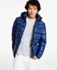 【送料無料】 ゲス メンズ ジャケット・ブルゾン アウター Men's Hooded Puffer Coat Navy