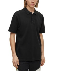 【送料無料】 ヒューゴボス メンズ ポロシャツ トップス Men's Waffle Structure Polo Shirt Black