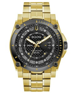 �u���o �����Y �A�N�Z�T���[ �r���v T�V���c Bulova Men's Precisionist Diamond-Accent Gold-Tone Stainless Steel Bracelet Watch 46.5mm Gold �S�[���h