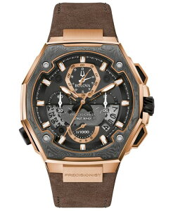 yz uo Y rv ANZT[ Men's Precisionist Brown Leather Strap Watch 44.7x46.8mm - A Special Edition Rose Gold-tone