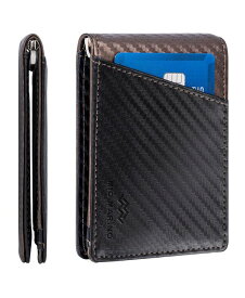 【送料無料】 ミオマリオ メンズ 財布 アクセサリー Men's Slim Bifold Wallet with Quick Access Pull Tab Carbon black/brown