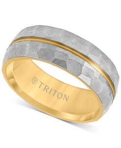 �g���g�� �����Y �A�N�Z�T���[ �����O Triton Men's Double Row Comfort Fit Wedding Band in Titanium & Yellow PVD-Plate Gray Yellow �O���[